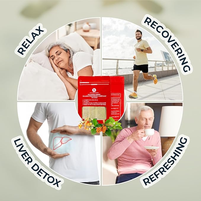 Natural Celastrus Hindsii Tea with Solanum Trilobatum & Stevia - 55 Count (+5 Tea Bags) - 4.59 oz, Bamboo Tong, Re-Steep Herbal Detox Tea Blend for Relax, Energy & Inner Health Support