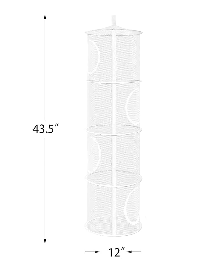 Libeder Mesh Hanging Storage Space Saver Bags Organizer,Foldable Storage Organizer 4 Compartments Toy Storage Basket for Kids Room Bathroom 3 Sets, White