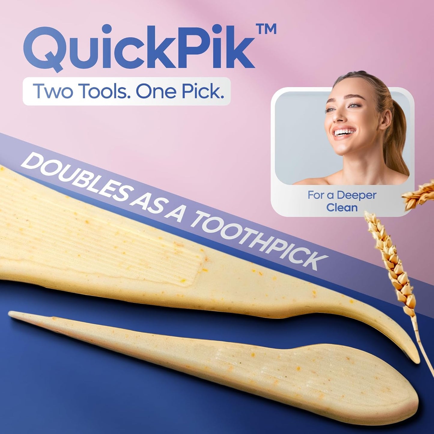 SmartLifeco Eco-Friendly Angled Dental Floss Picks (200ct) - Flossers Made with Straw Wheat Blend, Anti-Shred Thread for Molars & Back Teeth, Tooth Pick Stick for Adults, Soft on Gums, Unflavored