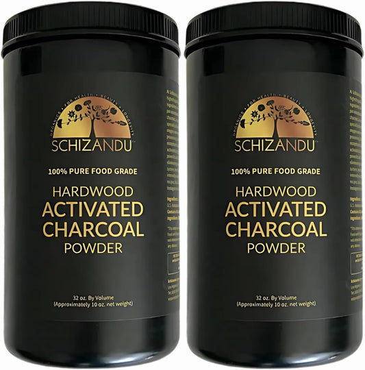 Activated Hardwood Charcoal Powder by Schizandu Vegan 100% | Supports Skin, Body, Teeth Whitening 2-Packs