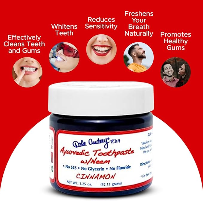 Ayurvedic Mineralizing Tooth Paste for Sensitive Teeth | Organic Refreshing Cinnamon Flavor for Teeth Whitening & Fresh Breath | Enamel Repair Vegan Toothpaste, Ayurvedic Non-Toxic Toothpaste-3.25 Oz