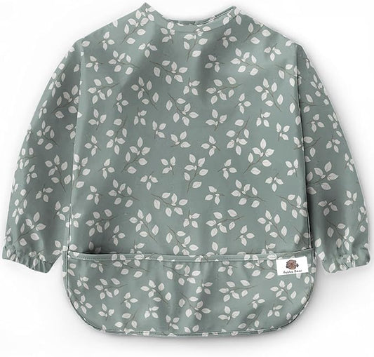 Bubba Bear Baby Bib with Sleeves, Long Sleeve Toddler Feeding Apron Bibs for Eating & Lead Weaning, Mess Proof Full Sleeved