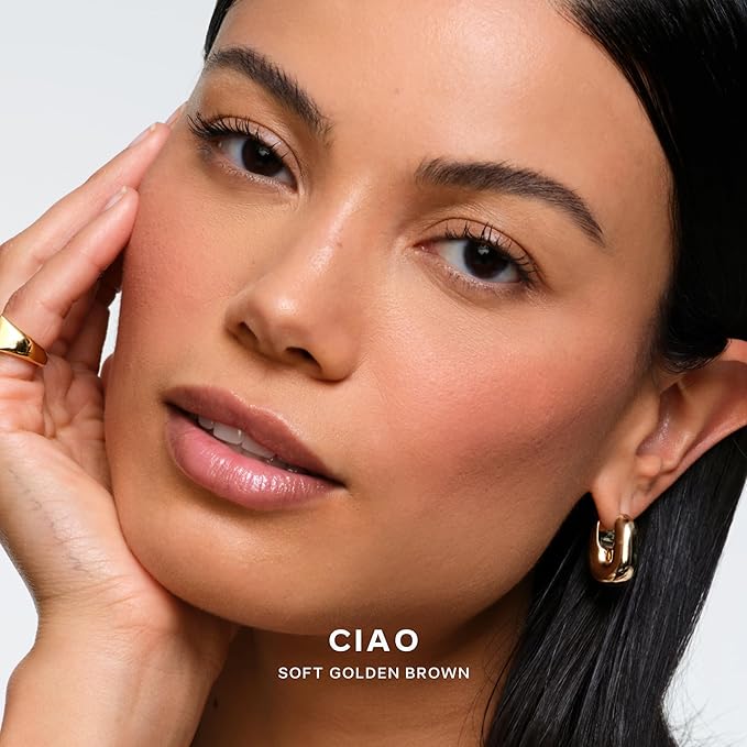 Saie SuperSuede Baked Blush - Talc-Free Powder Blush for Cheeks Infused with Hyaluronic Acid, Glycerin + Squalane - Hydrating Face Makeup for a Natural, Diffused Flush of Color - Ciao (0.1 Ounce)