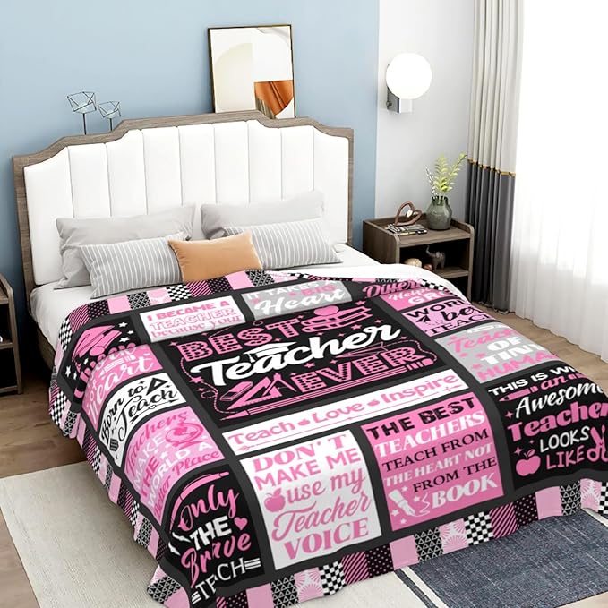 Teacher Gifts Blanket for Women Teacher Appreciation Throw Blankets Plush Flannel Bedding Mothers Day Teachers Gifts for Women Retirement Graduation Birthday Party Decorations 60"X50"