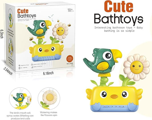 Interactive Bath Toys for Toddlers,Baby Waterfall Bathtub Toy W/Suction Cup & Spoon,Waterfall Spinning Gears Toys for Babies (Ages 1-3)