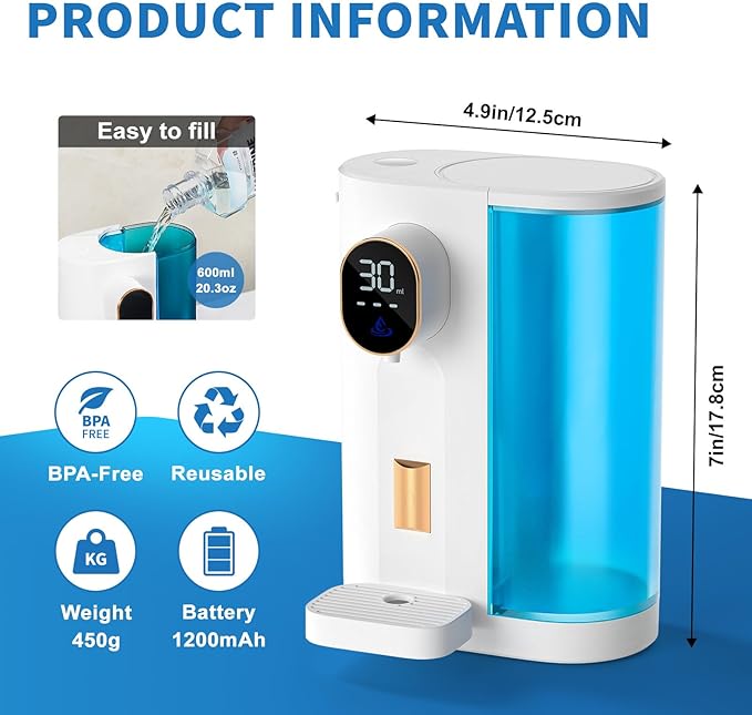 Automatic Mouthwash Dispenser for Bathroom: 20.3Oz Mouth Wash Dispenser with Magnetic Cup Holder, 4 Levels, Wall Mounted, Electric dispensador de enjuague bucal for Kids Adults, Bathroom Accessories