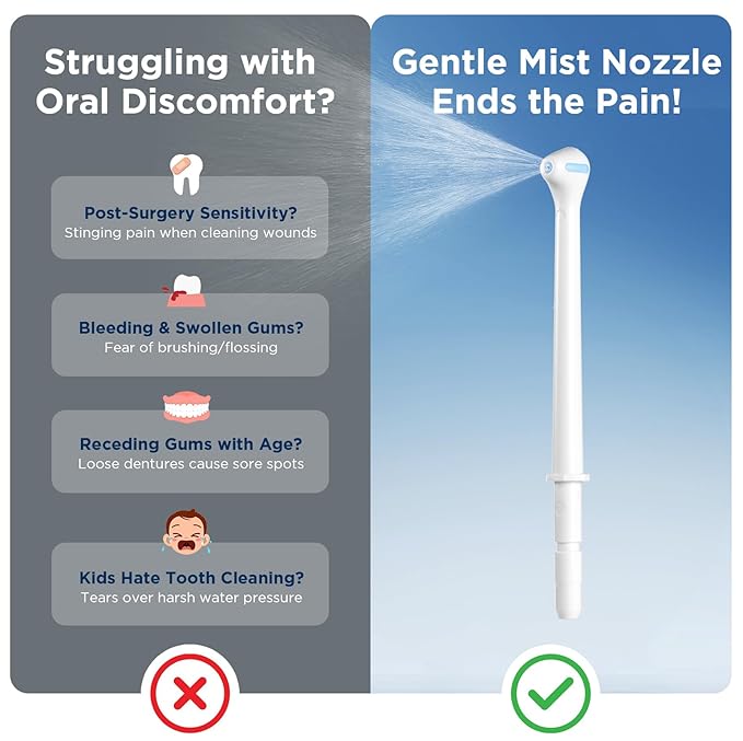 Replacement Heads for Waterpik, Gentle Mist Tech for Sensitive Gums, Replacement Tips for Waterpik Water Flosser, 70° Wide Spray for Efficient Deep Cleaning(4 Mist Tips)