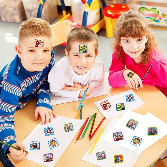 2 Pack Roll Stickers Kids Sticker, 20 Designs,400 Pcs Self Adhesive Label 1-1/2 Inch Self Adhesive Label Roll Stickers for Kids and Teacher