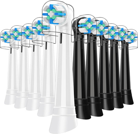 10 Pack Replacement Heads Compatible with Oral B IO 2/3/4/5/6/7/8/9/10/Deep Clean Series Electric Toothbrush, Brush Heads Refill Compatible with Oral B IO for Teeth and Gums Care (Black/White)