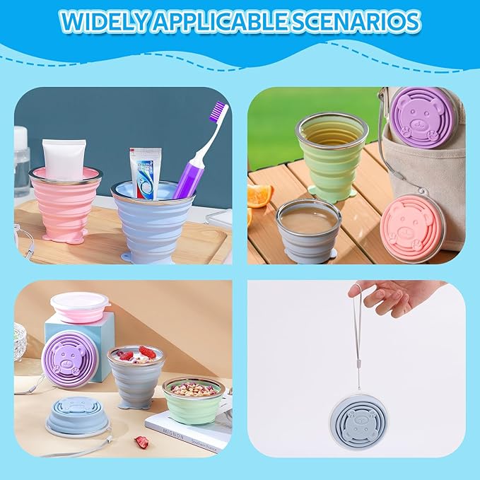 Toothbrush Travel Case, Travel Toothbrush Silicone Collapsible Toothbrush Cup, Travel Toothbrush Set Suitable for Business Camping Travel or Daily Use (Blue)