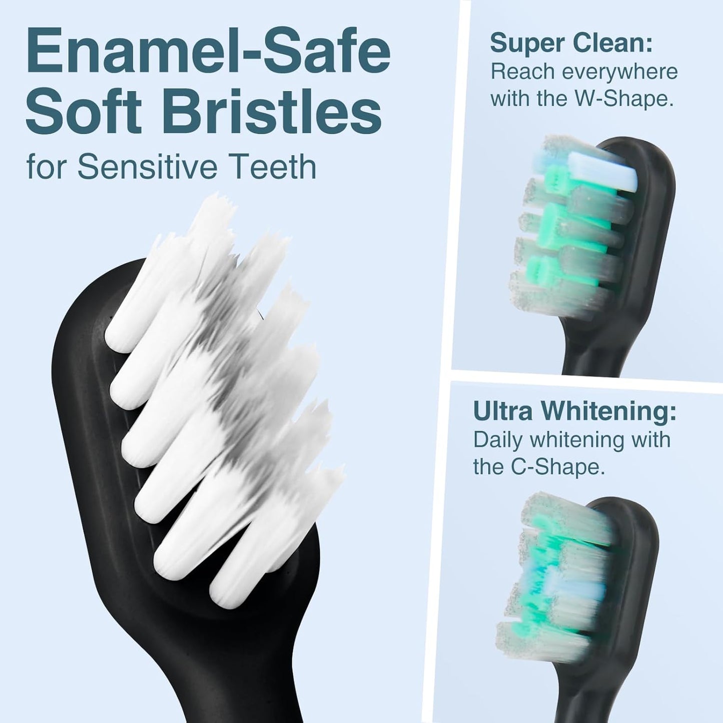 Sweep Sonic Electric Toothbrush for Adults - Rechargeable Power Toothbrush with 2 Replacement Brushheads, Touch Control Sweep Sonic 4 Modes Ultra Clean, IPX7 Waterproof, Black