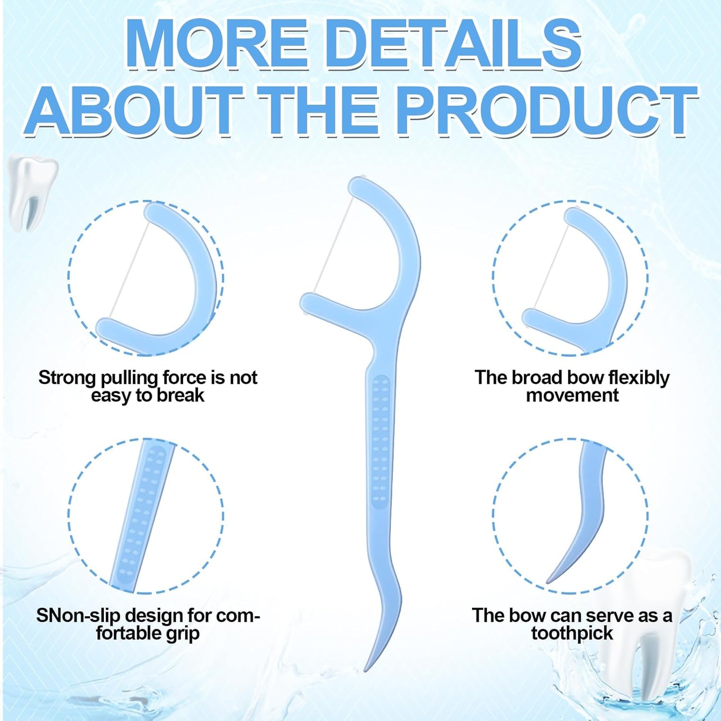 Dandat 2000 pcs Dental Floss Picks Bulk High Toughness Clean Tooth Picks Flossers Dental Floss Flossers for Teeth Cleaning Family Travel Tight Space Cleaning Plaque Remover (Blue)