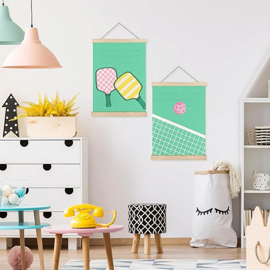 FDHSPAAM Pickleball Wall Art Decor, Gifts for Pickleball Lovers Players, Green Pickle Ball Wall Art Posters for Boys Bedroom Gym Sports Room Man Cave, 12x16 Inch Set of 2