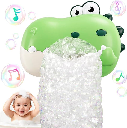 Baby Bath Toys, Rechargeable Dinosaur Bath Bubble Machine with Music, Bathtime Bathtub Toys for Toddlers Christmas Birthday Gifts, Bubble Maker Toys for Kids Ages 1-3 4-8 Baby Gifts(Green)