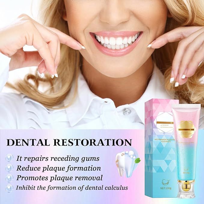 2Pcs Acssart Radiant Niacinamide Intensive Whitening Toothpaste, Niacinamide White Toothpastes, Remove Tooth Stains, Fresh Breath