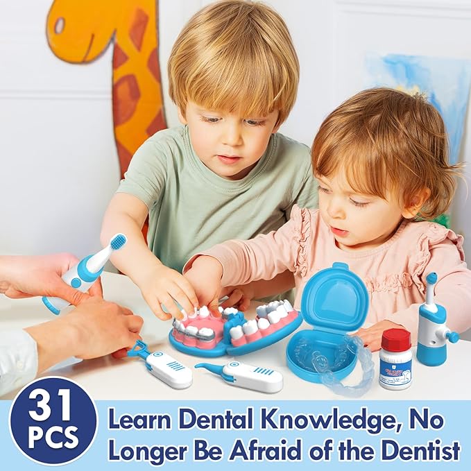 Lehoo Castle Doctor Kit for Toddlers 3-5, Kids Dentist Play Set, Toys for 4+ Year Old Girls Boys, Pretend Play for Toddlers 2-4, Kids Doctor Playset, Medical Kits for Boys 3+