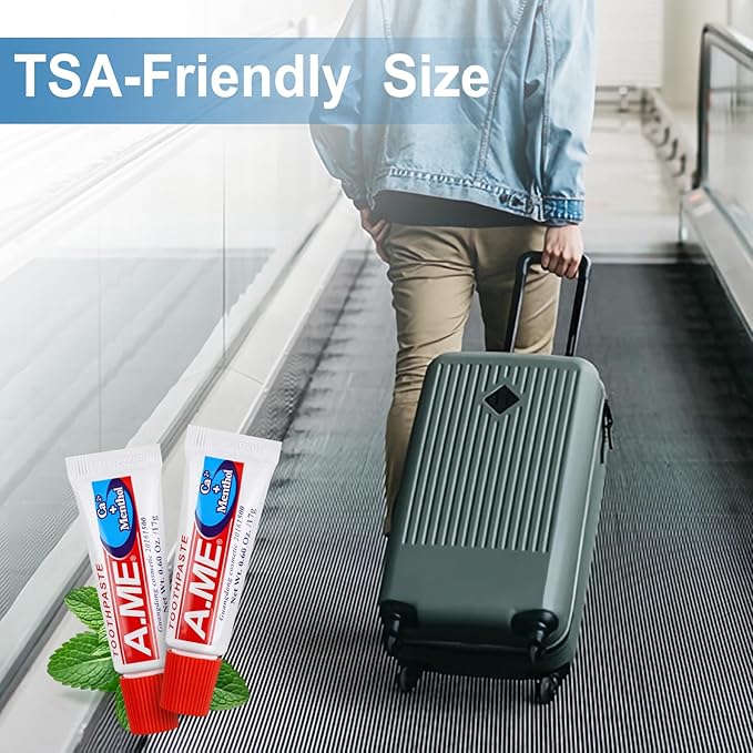 Toothpaste Bulk Travel Size, Disposable Small Travel Portable Mini Compact Pocket Size Toothpaste for Bad Breath, Vacation/Hotel/Camping Shelter/Homeless/Nursing Home/Charity 0.6 oz/ 17g (60 Tubes)