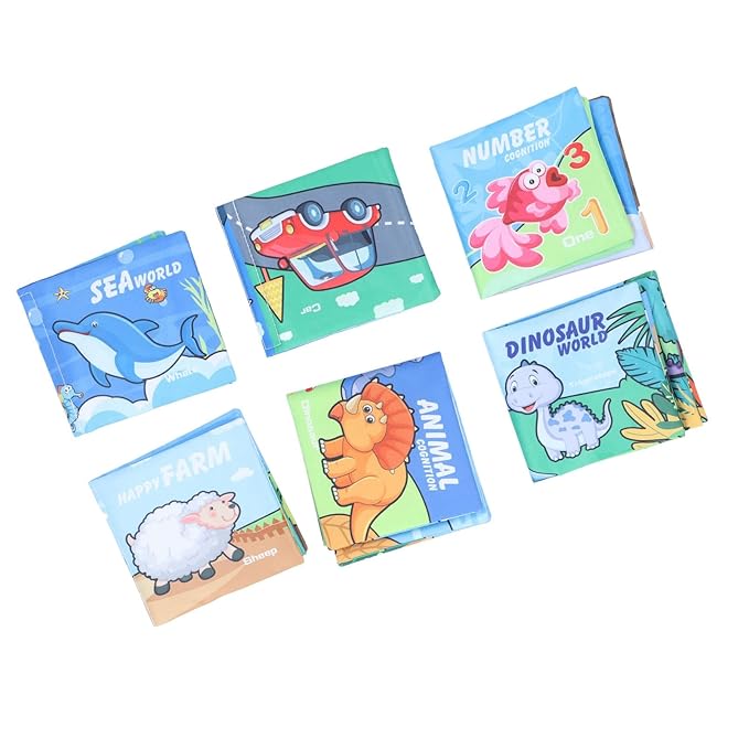 Fabric Books for, Various Learning Items, Educational Toys for Toddlers, Washable Bath Books for, Set of 6
