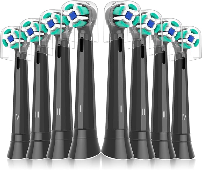 Replacement Heads Compatible with Oral B iO Electric Toothbrush, Soft Toothbrush Heads Fit for Oral-B iO 2/3/4/5/6/7/8/9/10 Series with Covers, Black 8pcs