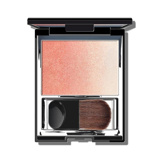 KYDA Orange Shimmer Blush, Gradient Warm Apricot Orange Color, Micro-fine Pearl Powder Blush, Soft Buildable Cheek Color, Lightweight Smooth, Multiuse Blusher Makeup Compact