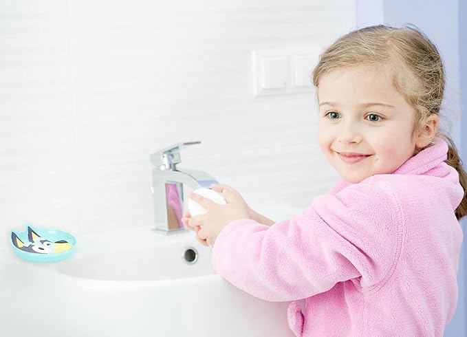 Bluey 2 Piece Bathroom Set - Blue Soap Dish & Toothbrush Holder Set - Kids Bluey and Bingo Resin Bathroom Accessories