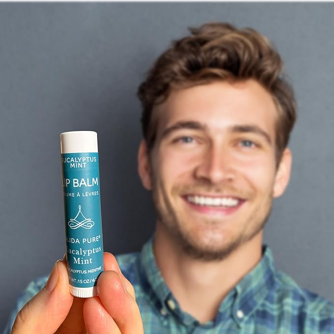 ALIDA PURE Eucalyptus Mint Lip Balm Collection, Vegan, Lip Balm, Beeswax Free, with Avocado Oil, Organic Jojoba Oil, and Vitamin E, Natural Moisturizer for Dry, Chapped Lips, 3 Tube Set