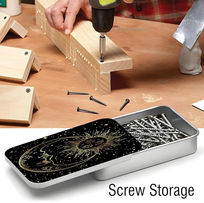 Portable Dental Floss Case, Refillable Cute Travel Floss Dispenser for Men & Women, Pocket Travel Floss Picks Case for Purse, Backpack, Bag Tarot Moon and Sun