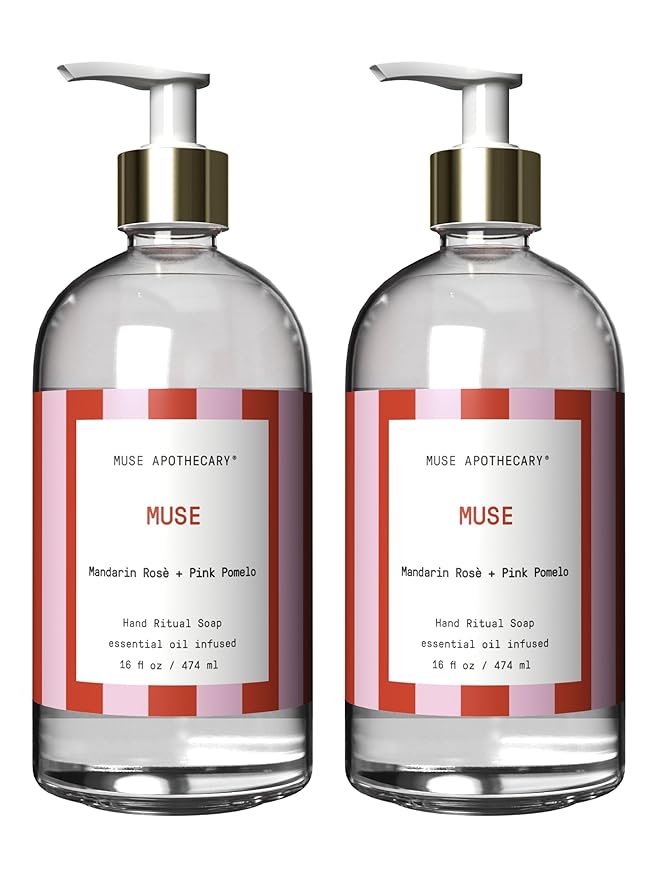 Muse Apothecary Hand Ritual - Aromatic and Nourishing Hand Soap, Infused with Natural Aromatherapy Essential Oils - Great Valentine's Day Gift - 16 oz, Mandarin Rosè + Pink Pomelo, 2 Pack