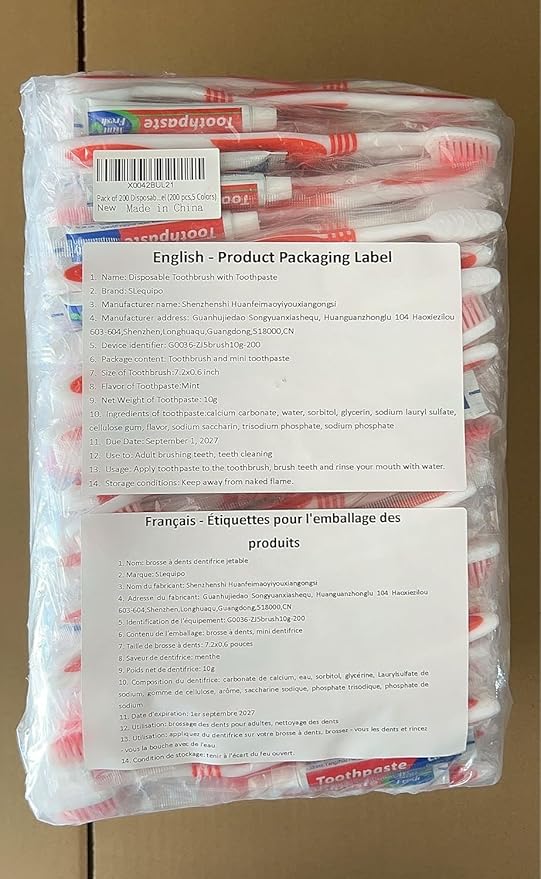 200 Pcs Disposable Toothbrushes with Toothpaste Individually Wrapped, 10g Travel Toothpaste Single Use Manual Toothbrush for Adults Guests Travel Hotel Homeless (5 Colors)