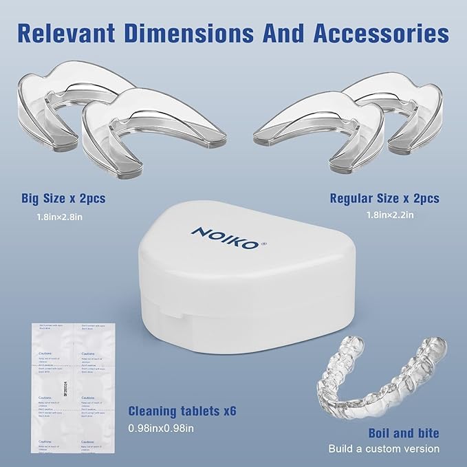 Mouth Guard for Grinding Teeth at Night, Mouth Guard for Clenching Teeth at Night Upgraded Safety EVA Material, Night Guards for Teeth Grinding, Anti Grinding Guard for Adult with 6 Cleaning Tablets