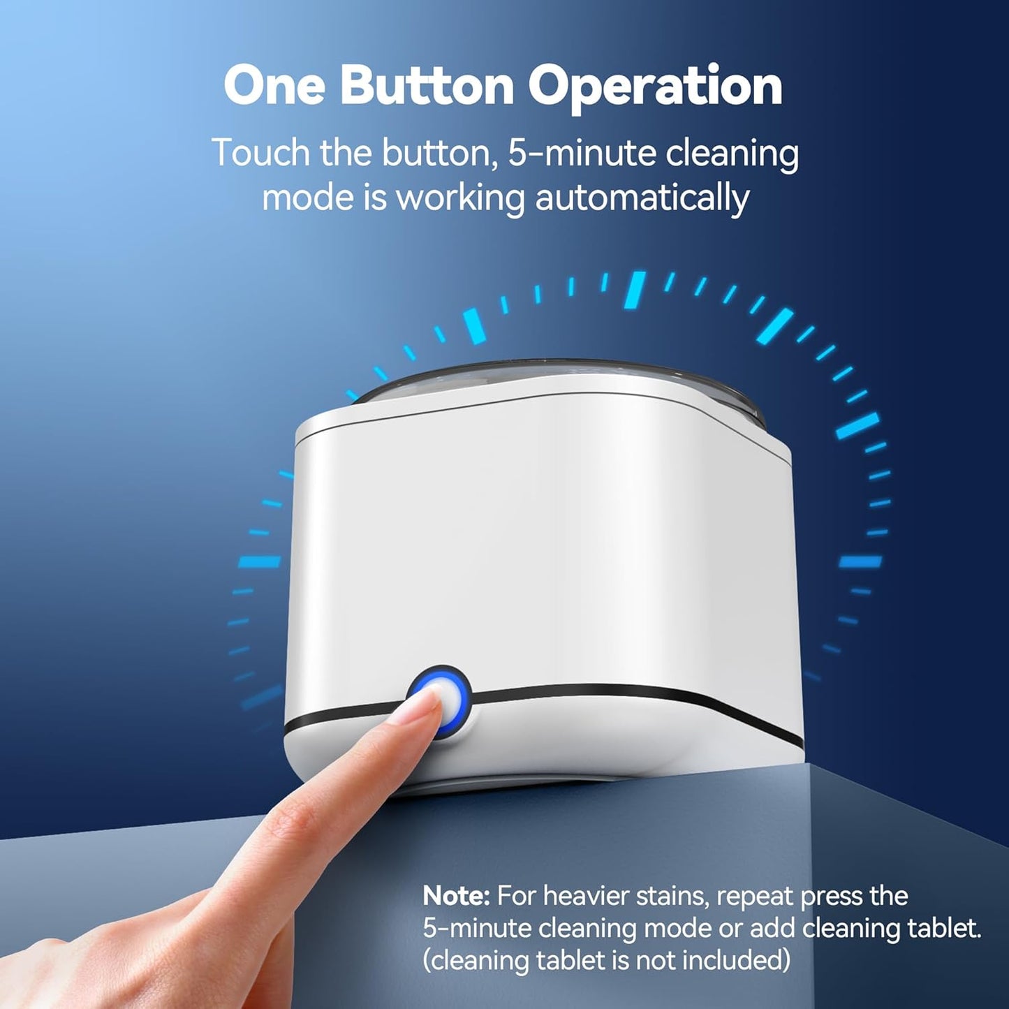 Ultrasonic Retainer Cleaner, 48kHz Retainer Cleaner Machine for Dentures, Mouthguard, Braces, Night Guard, Toothbrush, Jewelry with 7.8OZ Dental Cleaning Pod-Cool White