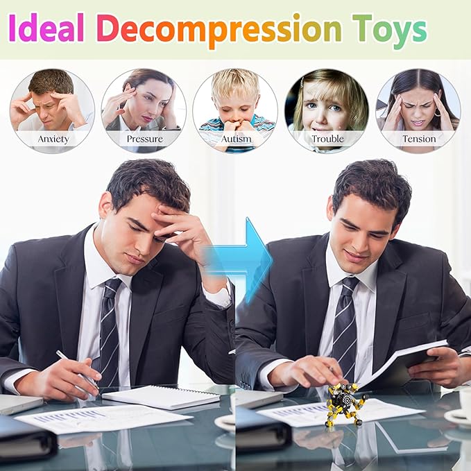 Transformable Fidget Spinners Toys 4 Pcs for Kids and Adults Stress Relief Sensory Toys for Boys and Girls Fingertip Gyros for Party Favors Chrismas Stocking Stuffers Bulk for Teens