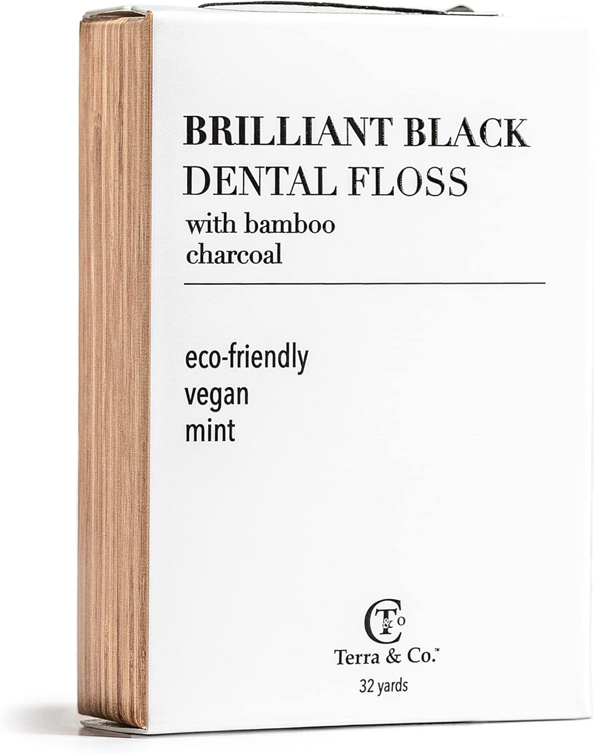 Terra & Co., Brilliant Black Dental Floss (3 Pack) | Organic Teeth Whitening Products | All Natural, with Activated Bamboo Charcoal | Vegan & Cruelty Free | Luxury Dental Care