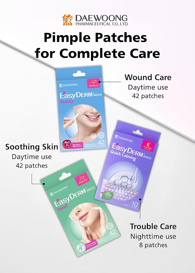 EasyDerm Relief Invisible Patch(42 counts) I Contains 10,000ppm of Tea Tree Oil, Pimple Patch, Ultra-slim 0.1mm, Waterpoof, Korean Pimple Patches Stocking Stuffer Holiday Gift MUST HAVE