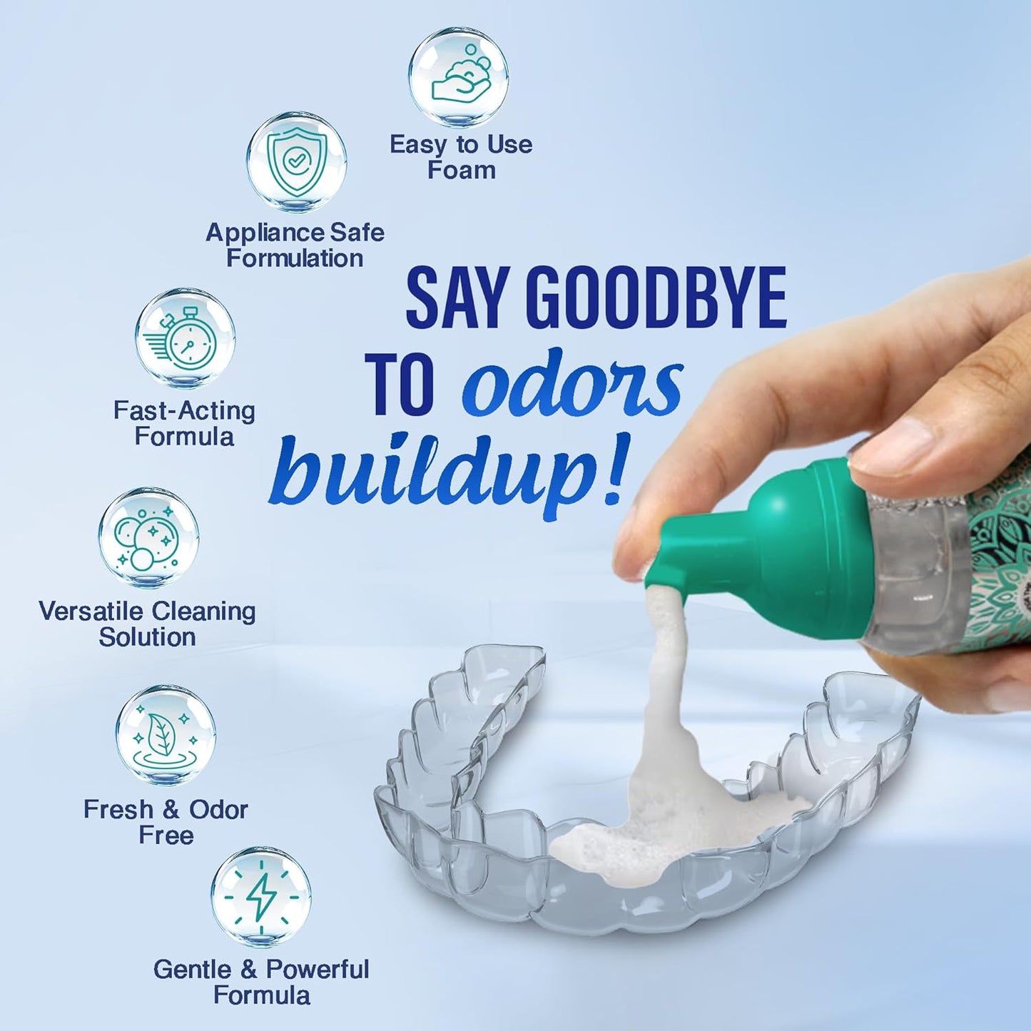 GuruNanda Retainer Cleaner Set – Ultrasonic & UV Cleaning Pod & Aligner Cleaning Foam, Deep Clean & Odor Neutralization for Retainers, Aligners, Dentures & Mouthguards