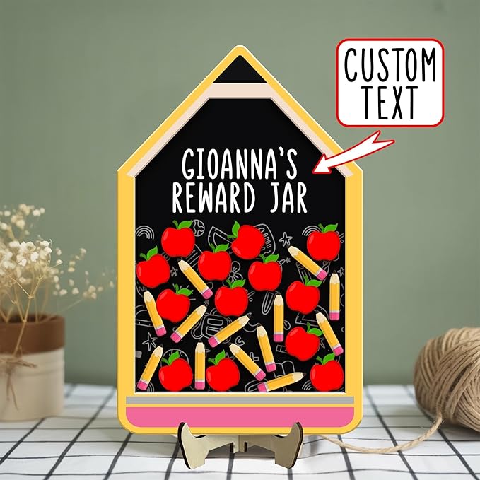 Personalized Reward Jars for Kids - Magnetic Reward Jar for Classroom Behavior – Incentive Jar with Stars for Teachers & Kids – Class Rewards Chart, Potty Training, Behavior Management, Style 04