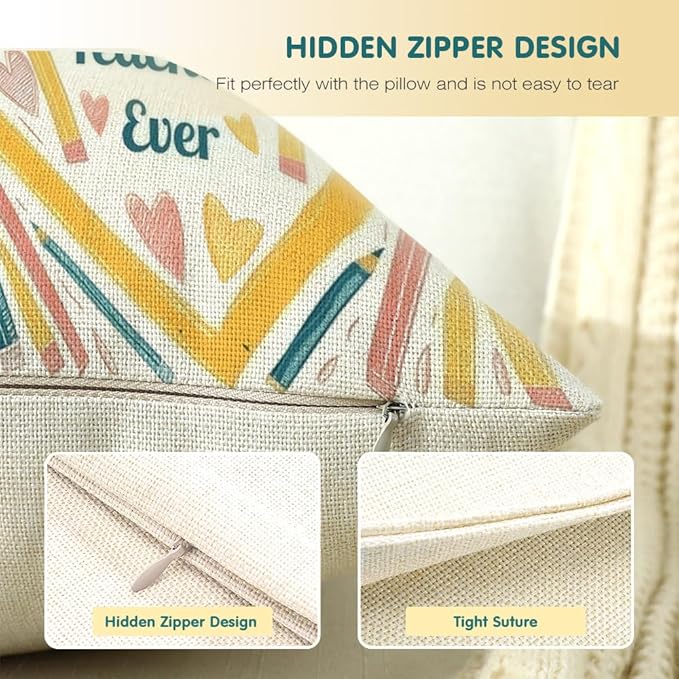 Cirzone Teacher Gifts for Women -18x18Inch Throw Pillow Cover Unique Best Teacher Gifts with Gift Box Perfect Birthday Teacher Thanksgiving Gifts for Home Sofa Decor