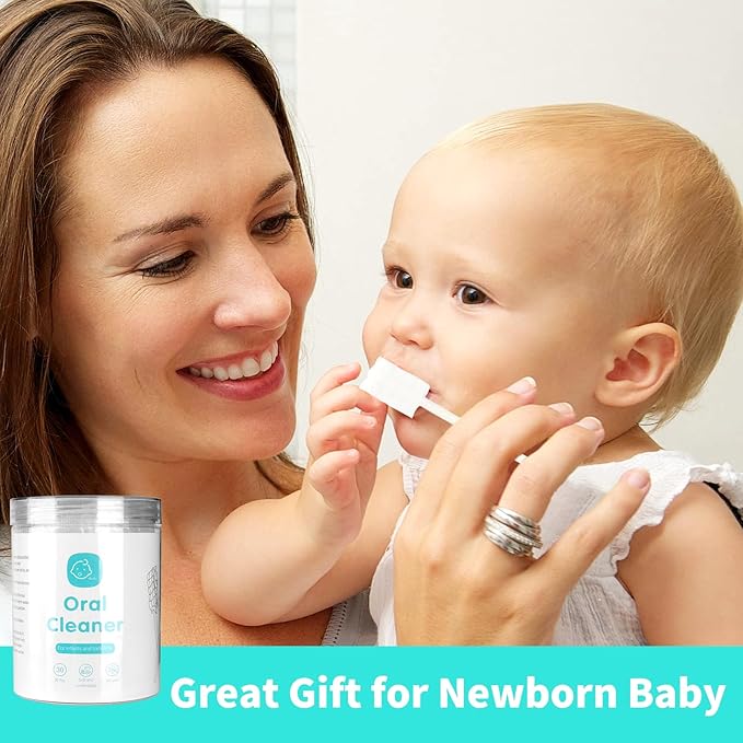 Baby Tongue Cleaner Toothbrush 30Pcs Disposable Infant Tooth Brush Clean Baby Mouth with 2Pcs Finger Toothbrush Oral Cleaning Stick Gauze Cleaner Stick Dental (Pink, 30 Piece Assortment)