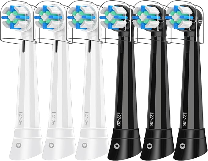 iO Replacement Heads Compatible with Oral B iO, for Oral B iO 2/3/4/5/6/7/8/9/10 Series Electric Toothbrushes, Medium Softness for Protect Teeth and Gums, 3 Black and 3 White