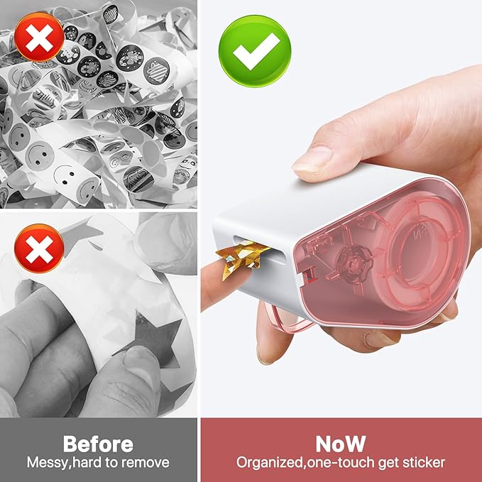 Manual Sticker Dispenser for Rolls of Stickers with 1520Pcs 1Inch Gold Star,Red Heart,Smiley Face Stickers for Kids Reward,Behavior Chart,School Classroom Student Teacher Supplies Gifts(Red)