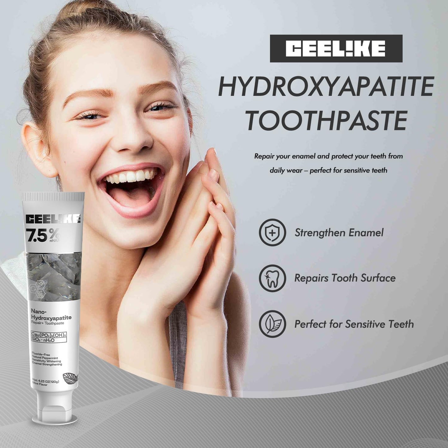 7.5% Hydroxyapatite Toothpaste – Strengthens Enamel, Protects Gums & Freshens Breath – Fluoride-Free, Ideal for Sensitive Teeth, 120g (1)