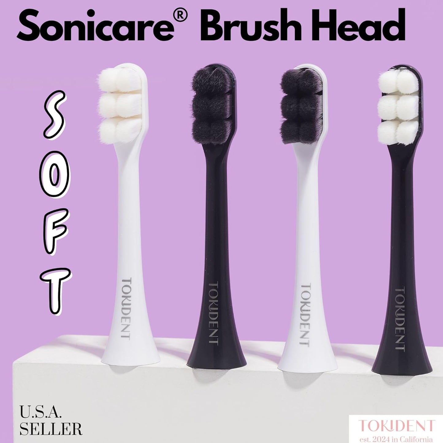 Replacement Brush Heads for Philips Sonicare Electric Brush - Ultra Soft Toothbrush Heads for Sensitive Teeth & Gums - Replacement Head with 10,000 Wave Cut Nano Bristles - 4 Pack - Panda