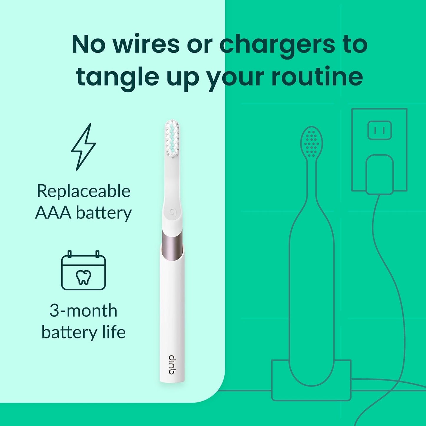 Quip Metal Sonic Electric Toothbrush for Adults - Time Travel & Soft Bristles with Travel Case & Replacement Brush Head - 3 Month Battery Life - Dusk Plum