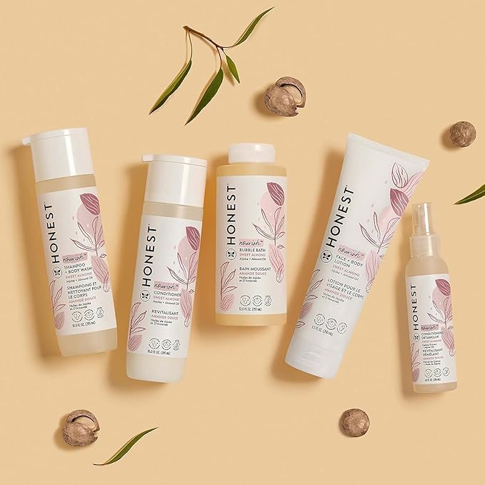 The Honest Company Foaming Bubble Bath Gentle for Baby Naturally Derived Tear-free Hypoallergenic Sweet Almond Nourish 12 fl oz