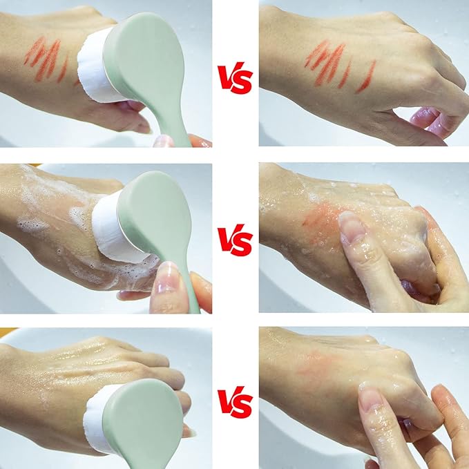 2 Pack Soft Bristle Facial Cleansing Brush for Deep Pore Cleaning, Face Exfoliating Scrub Brush for Face Cleansing Skincare Massaging,Green