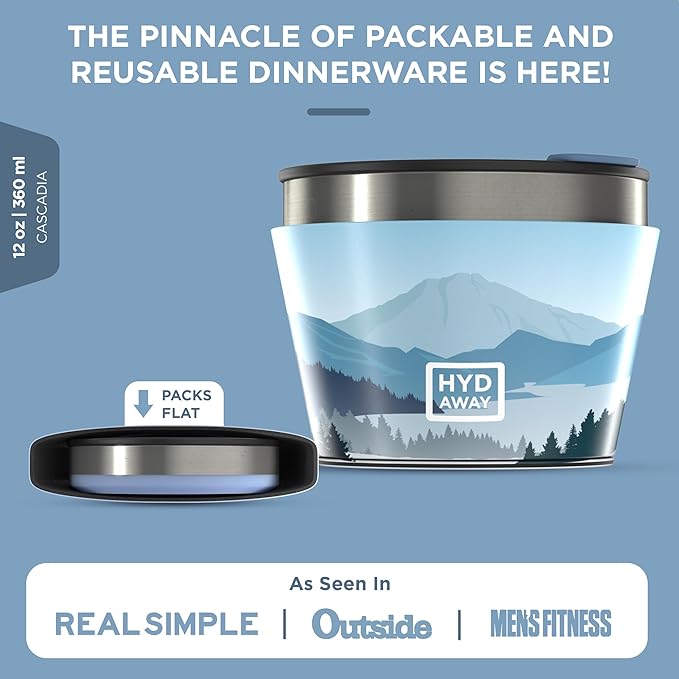 HYDAWAY 1.5-Cup Collapsible Insulated Bowl with Lid - BPA-Free, Leak-Resistant, and Ultra-Compact for Travel, Camping & Everyday Meals