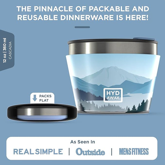 HYDAWAY 1.5-Cup Collapsible Insulated Bowl with Lid - BPA-Free, Leak-Resistant, and Ultra-Compact for Travel, Camping & Everyday Meals