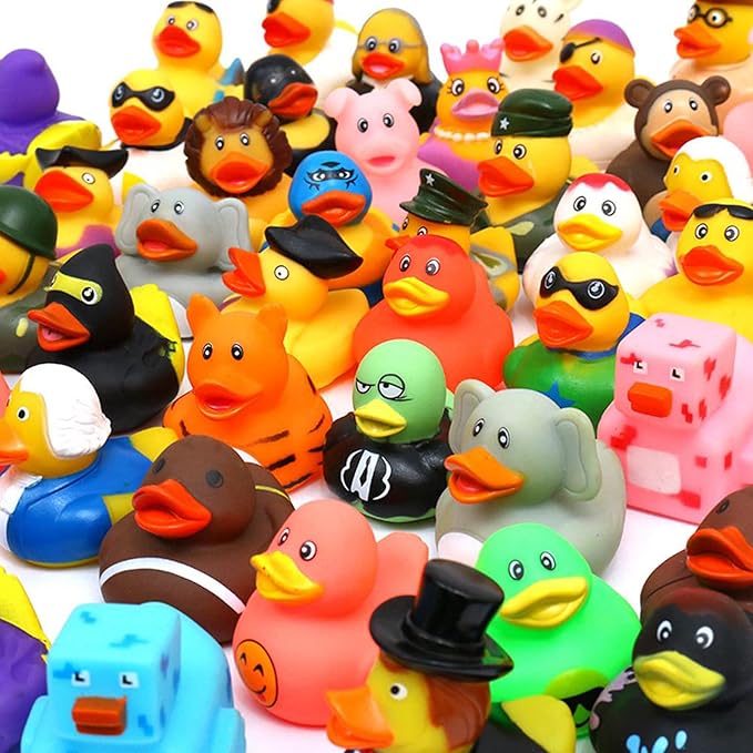 XY-WQ Rubber Duck 100 Pack for Jeeps Bath Toy Assortment - 2.3 Inch Bulk Floater Duck for Kids - Baby Showers Accessories - Party Favors, Birthdays, Bath Time, and More (50 Varieties)