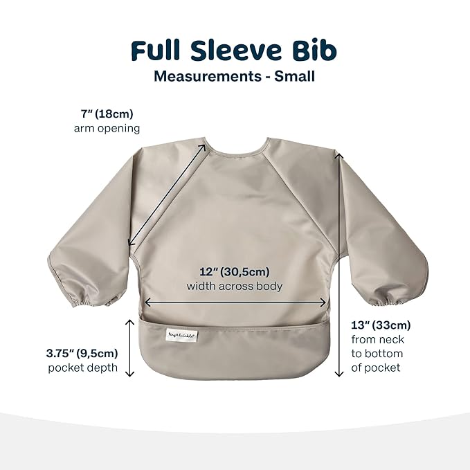 Tiny Twinkle Long Sleeve Bib for Babies & Toddlers – 2 Pack Waterproof Smock Bibs for Eating – Machine Washable & Mess-Proof, Baby Feeding Essential & Shower Must-Have (Grey Indigo,2-4Y)