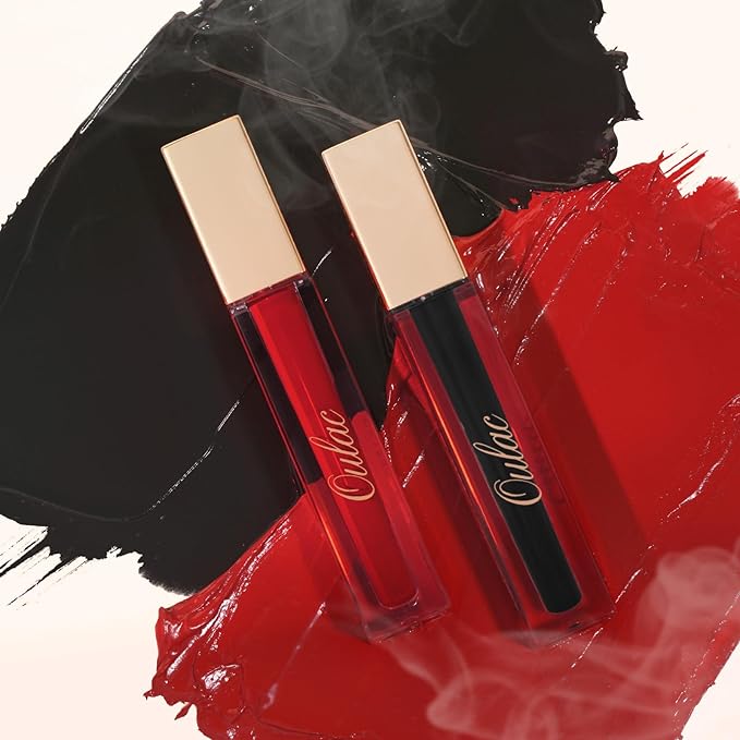 Oulac Red Black Purple Christmas Lipstick Set for Women, Matte Liquid Lipstick Long Lasting High Impact Creamy Matte Lip Gloss, Rich Colour Formula with Vitamin E & Rose Oil